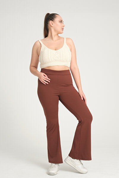 BANEGA Curve Large Size Κορδόνι Φουσκωτό Κολάν Καφέ Ψηλόμεσο