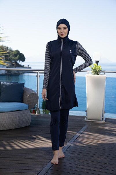 Estiva Γυναικείο μαγιό με φερμουάρ Sailor με σχέδιο Navy Blue