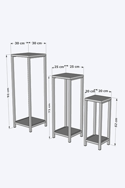 EGEMEV Saksılık 3Lü Set METAL Çiçeklik SAKSILIK Dekoratif YAN SEHPA Saksı Standı Bahçe Balkon MASASI