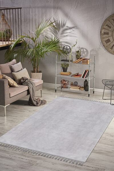 Valery Home Vl Comfort Ponpon Saçaklı Peluş Halı Gri