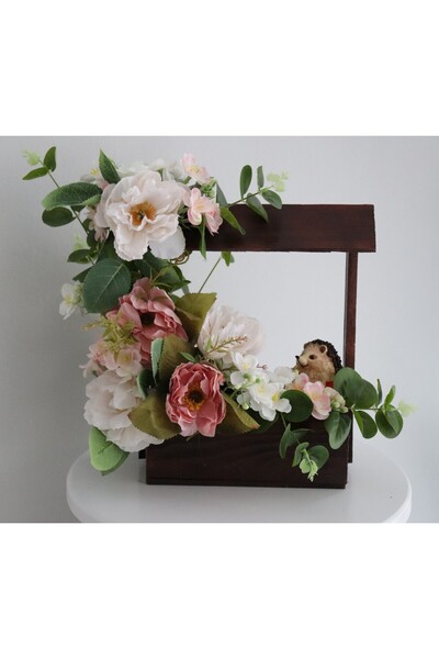 Aksesuar Minik kirpi biblo kompozisyon/yapay çiçek/ev ofis vitrin dekorasyon