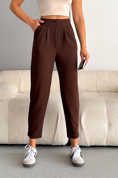 Deafox Braune, importierte Karotten-Crêpe-Hose aus Lycra