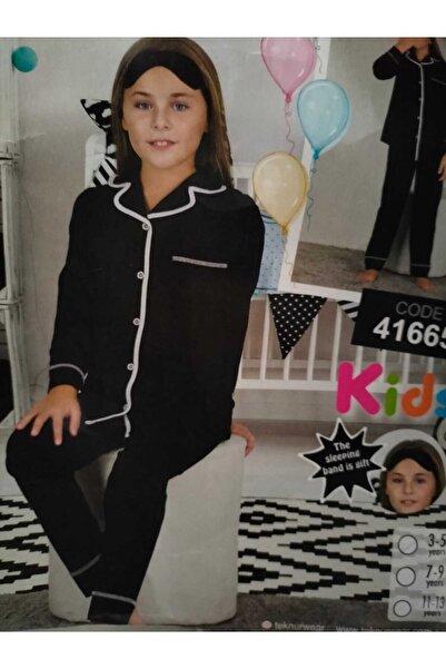 TEKNUR Önü Boydan Düğmeli Sanforize Edilmiş Çekmez Çocuk Pijama Takımı kız / erkek Çocuk