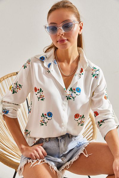 Bianco Lucci Buntes Damenhemd mit mehreren Mustern60101060