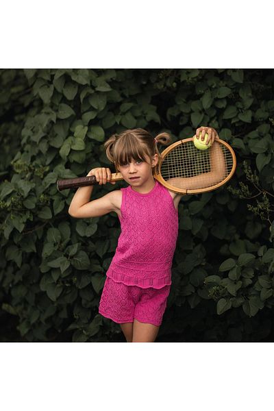 Antebies Jacquard Set with Knitwear Pink Shorts