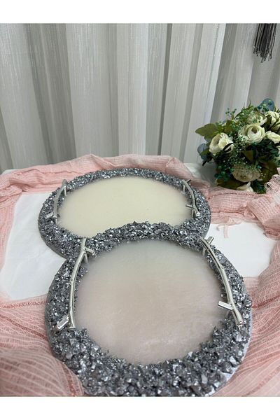 filiz kına ENGAGEMENT TABLE, GROOM TABLE, PRESENTATION TABLE 2 PIECES EPOXY STONE SILVER Henna, WEDDING, WEDDING, PRESENTATION