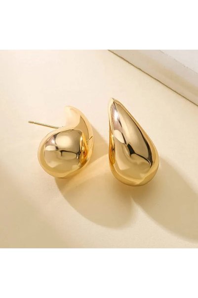 Efe Toys Drop Earrings Shiny Stainless Steel Thick Teardrop Earrings Jewelry Is 3cm