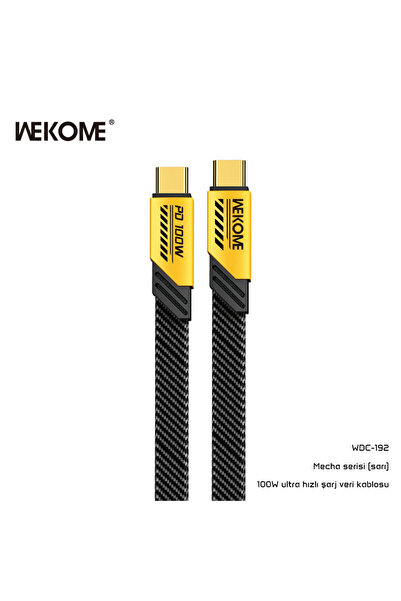 wekome Wdc-192 100w Type-c To Type-c Pd Hızlı Şarj Data Kablo 1 Meter Sarı