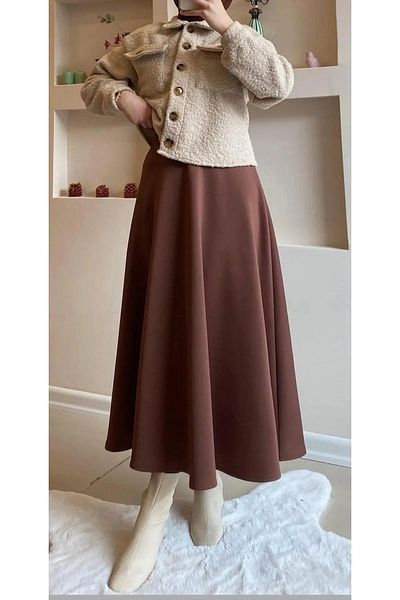 bm bessomoda fashion boutique Γυναικεία υφασμάτινη φούστα κατάδυσης Puff Flared Hijab