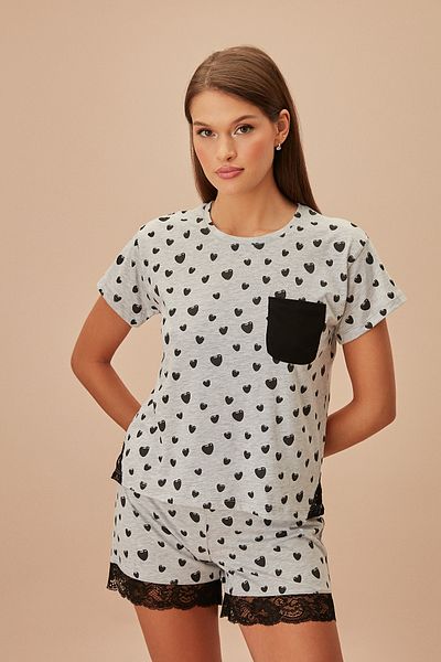 SUWEN Herz-Shorts-Set