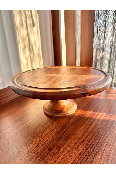LADYNUR NATURAL AKASYA TREE STANDED ROUND PRESENT PLATE / PIZZA PLATE 31 cm