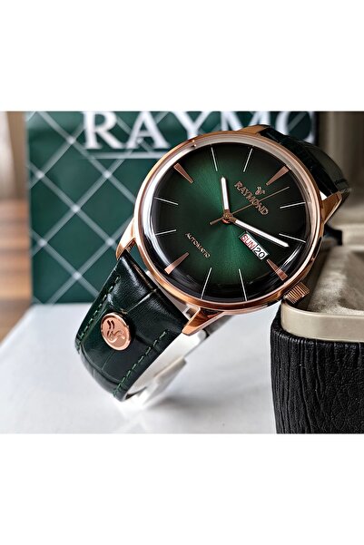 Raymond Rose Gold Green Automatic Men's Wristwatch