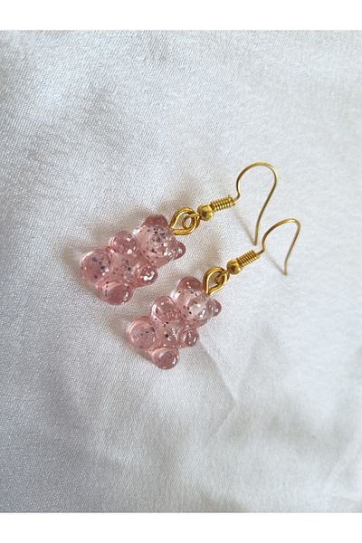 Es Kozmetik Glitter Teddy Bear Haribo Earrings with Jelly