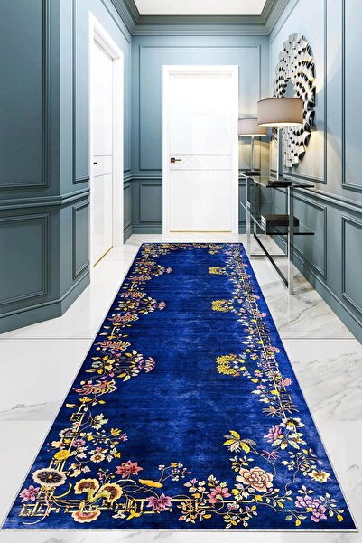 on the clouds Çiçek Desenli Etnik Dijital Baskı Yıkanabilir Kaymaz Taban Salo...