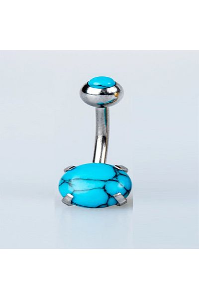 Öte Beri Hayallerin Ötesi 316l Non-Tarnish Anti-Allergic Surgical Steel - Double Zircon Stone Navel Piercing