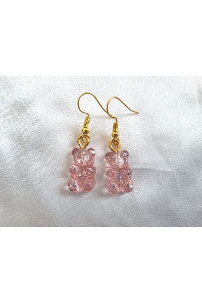 Es Kozmetik Glitter Teddy Bear Haribo Earrings with Jelly