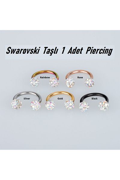 Öte Beri Hayallerin Ötesi 316L Surgical Steel Rhinestone Piercing - Shambala Helix, Septum, Tragus, Labret Hoop Speed Earrings