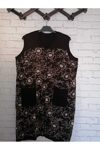 anne moda ankara 42-44 Сумісний сталевий трикотажний жилет середньої довжини з візерунком