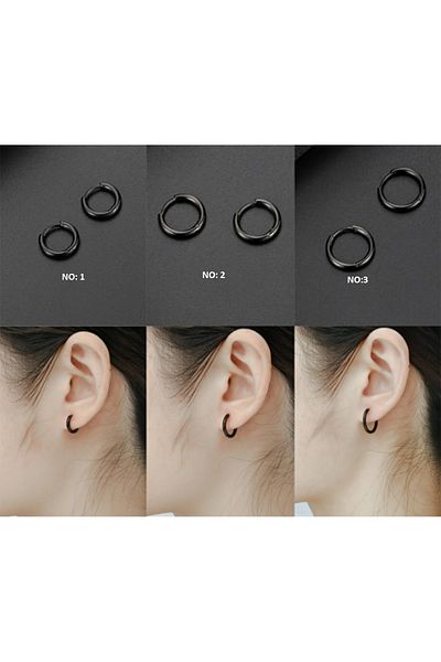 Öte Beri Hayallerin Ötesi 316l Unisex Antiallergic Stainless Non-Tarnish Earring Set - 1 Pair of Hoops