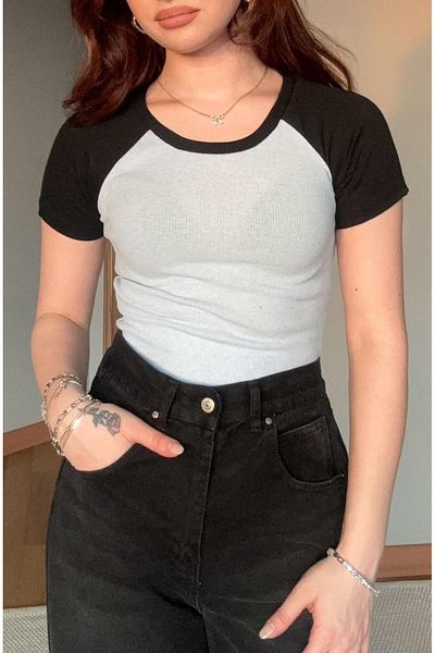 Touz Moda Μπλούζα με ριμπ Raglan Sleeve Crop
