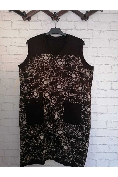 anne moda ankara 42-44 Съвместим трикотажен жилет с шарка и дължина миди от стомана