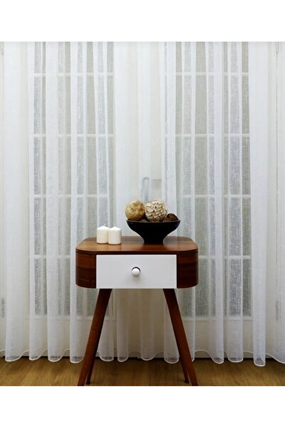 Karesi READY TO USE LINEN SLIPPERS STRIPED SEYREK PLEATED 1X2 TULLE CURTAIN