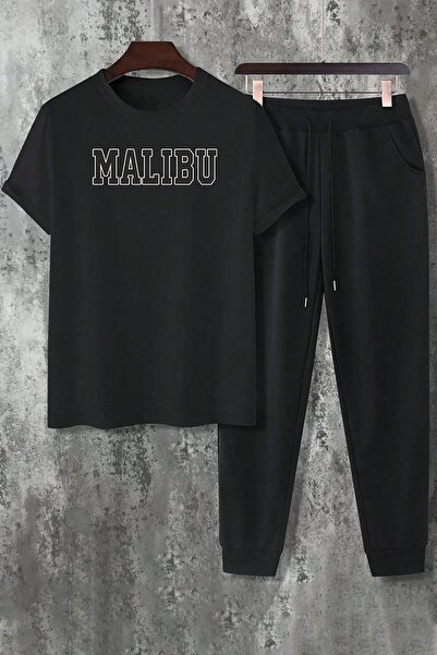 DAXİS Sportwear Company Women's Malibu Printed 2-Piece Tracksuit Set - Crew Neck T-shirt Jogger Sweatpants