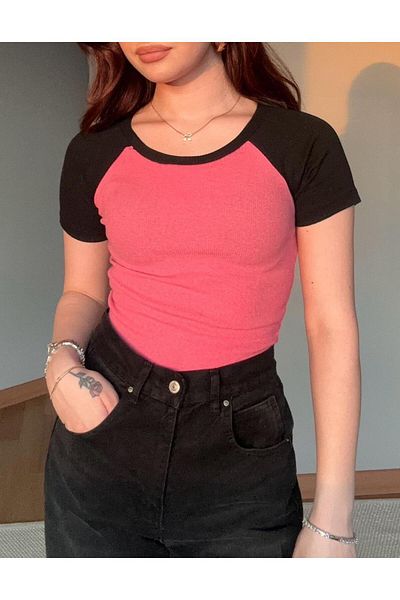 Touz Moda Μπλούζα με ριμπ Raglan Sleeve Crop