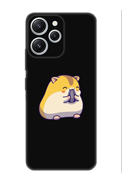 frondcase حافظة هاتف Redmi 12 لطيف الهامستر باللون الأسود