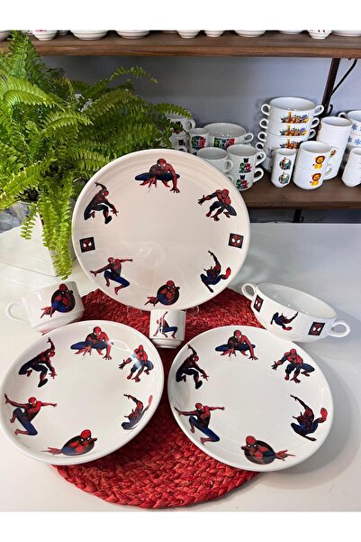 TEBAK COLLECTION ÖRÜMCEK ADAM SPİDERMAN DESENLİ 6 parça ÇOCUK BEBEK YEMEK TAK...
