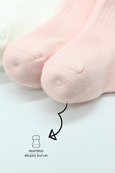 Biorganic Bistyle Basic 6-Piece Jersey Flat Socket Socks BS6002 Pink Ecru