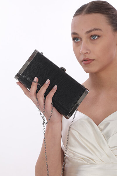 womenacs Crna boja Laserski rez Metalna futrola Ženska večernja haljina Klučn...