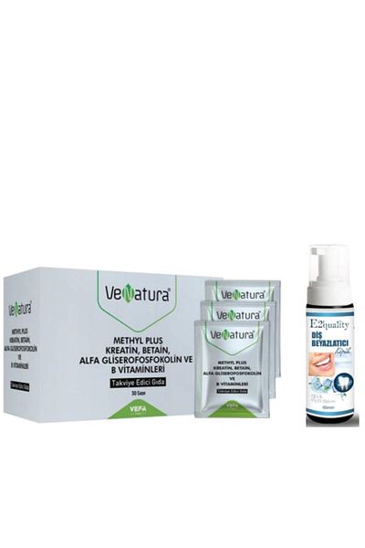 VeNatura Methyl Plus 30 Sachet - Teeth Whitening with Creatine, Betain, Alpha Glycerophosphocolin and Vitamins B