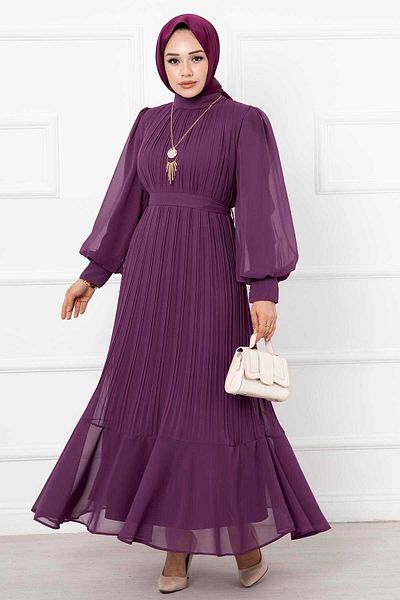 EBRUTESETTÜR Rochie hijab din organza cu maneci MD20144