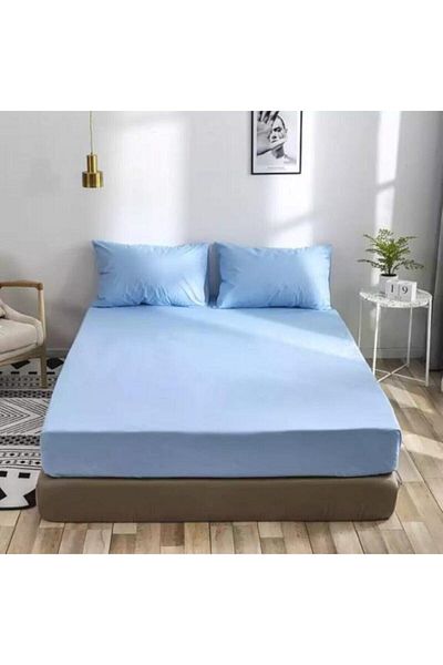 Mode More Cearşaf de îmbrăcăminte din bumbac pieptănat, calitate 1, producţie internă, single Sky Blue 100x200