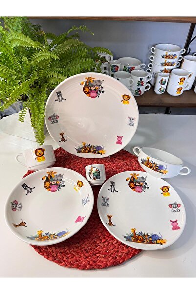 TEBAK COLLECTION طقم طعام للأطفال مكون من 6 قطع بتصميم حيوانات السفاري