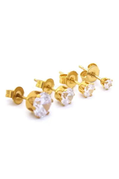 Öte Beri Hayallerin Ötesi مجموعة أقراط مزدوجة من الفولاذ الجراحي 316L مضادة للحساسية وغير قابلة للتشويه للجنسين من حجر الزركون البيضاوي