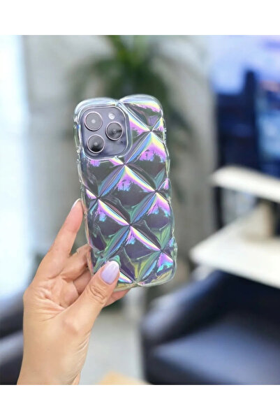 KILIF HOUSE Iphone 14 Pro Max Uyumlu Lux Hologram Baklava Dilimli Puf Kılıf