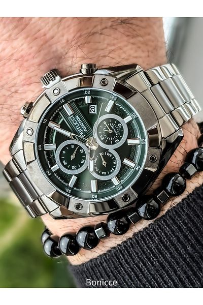 Ferrucci Functions Active Steel Cord Silver Color Men's Wrist Watch+bracelet