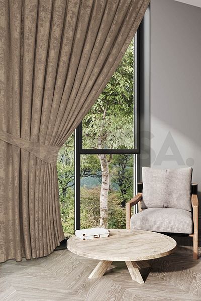 MARİTSA Nevada Series Jacquard Cloud Pattern Mink Tight Pleat (1x3) Single Wing Background Curtain