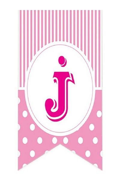 Kazanabil PINK COLORED POINTED FLAM FLAG LETTERS J LETTER