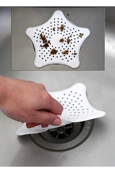 ÇELİK GRUP Suction Cup Silicone Non-Slip Star Sink and Bathtub Strainer-Star (White Color)