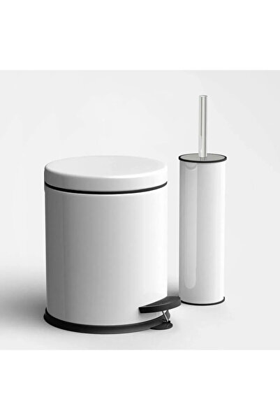 Voltmar Pedallı Çöp Kovası Wc Klozet Tuvalet Fırça Seti Banyo Çöp Kovası 3 Lt...