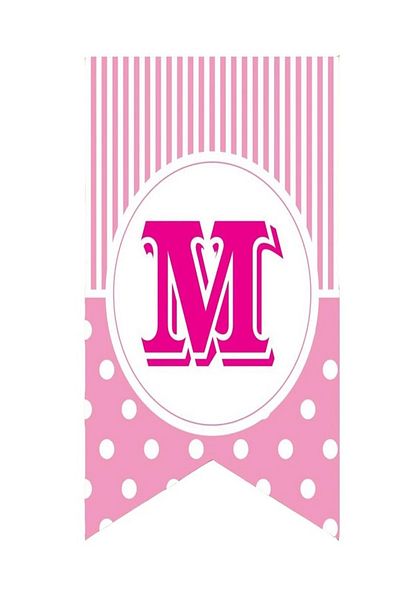 Kazanabil PINK COLORED DOT FLAM FLAG LETTERS M LETTER
