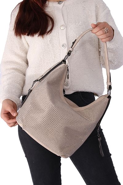 Nas Bag NAS 1071 MULTI-STONE HAND AND SHOULDER STRAP BAG SAND