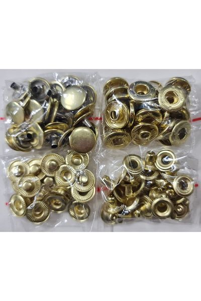 tuhafiyecimiz 50pcs 15mm Stainless Alpha Studs (50 Sets) Yellow (Golden)