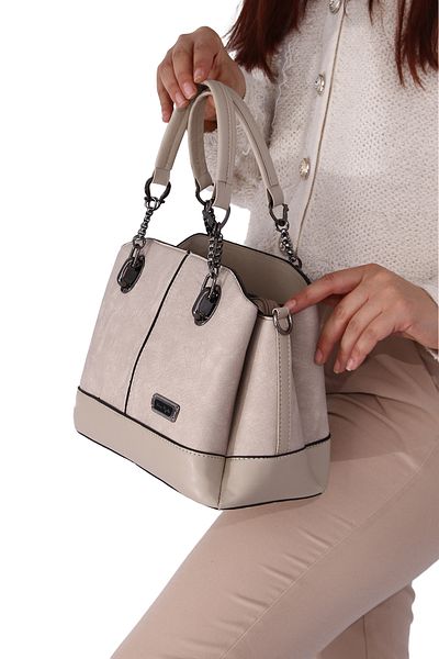 By Hakan WOMEN JN-802 NUBUCK HAND AND SHOULDER BAG CREAM