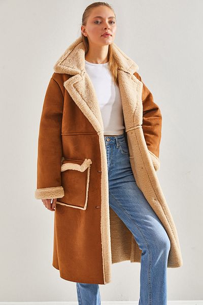 Bianco Lucci Women's Long Laminated Coat 234660141003