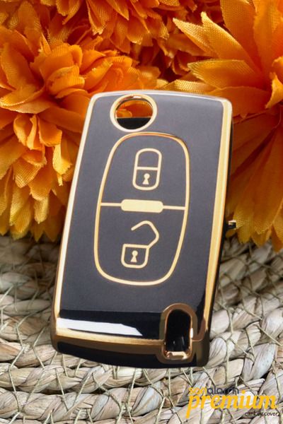 sarıalarm قسط بيجو سيتروين 2 زر التبديل الأسود غطاء التحكم في مفتاح السيارة