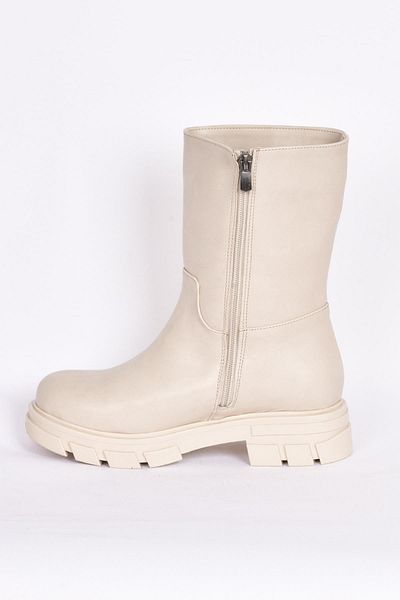 Pierre Cardin 52063 Model Cream Colored Women's Long Zippered Boots